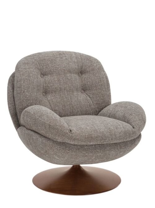 Fauteuil Memento RETRO taupe Athezza — tissu grain rétro taupe, pied noyer