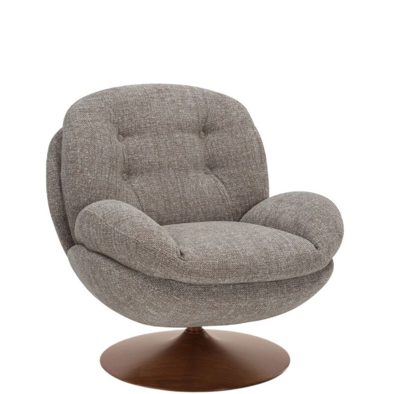 Fauteuil Memento RETRO taupe Athezza — tissu grain rétro taupe, pied noyer