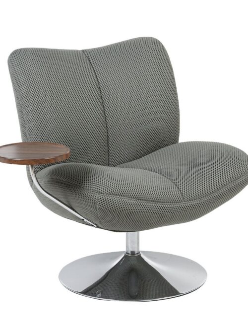 Fauteuil Nolan Gris Athezza — velours coton gris, structure bois