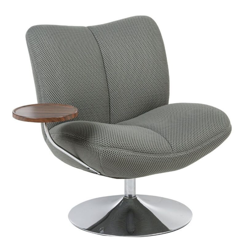 Fauteuil Nolan Gris Athezza — velours coton gris, structure bois