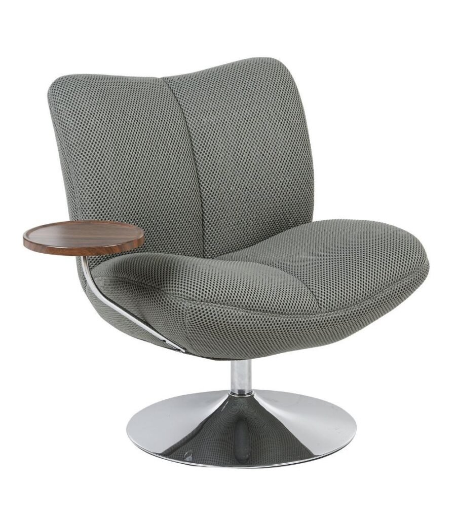 Fauteuil Nolan Gris Athezza — velours coton gris, structure bois