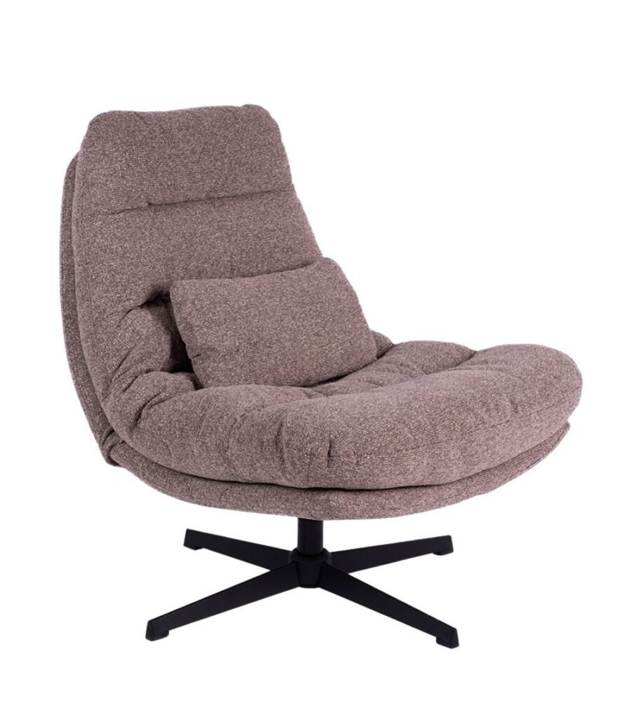Fauteuil Wilmington Châtaigne Athezza — velours coton, pieds métal, pivotant