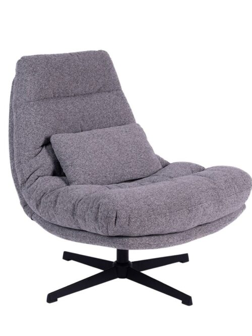 Fauteuil Wilmington gris Athezza — tissu polyester, pieds métal, pivotant 360°