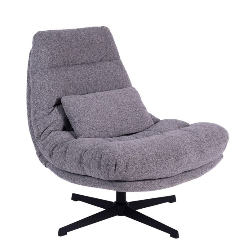 Fauteuil Wilmington gris Athezza — tissu polyester, pieds métal, pivotant 360°