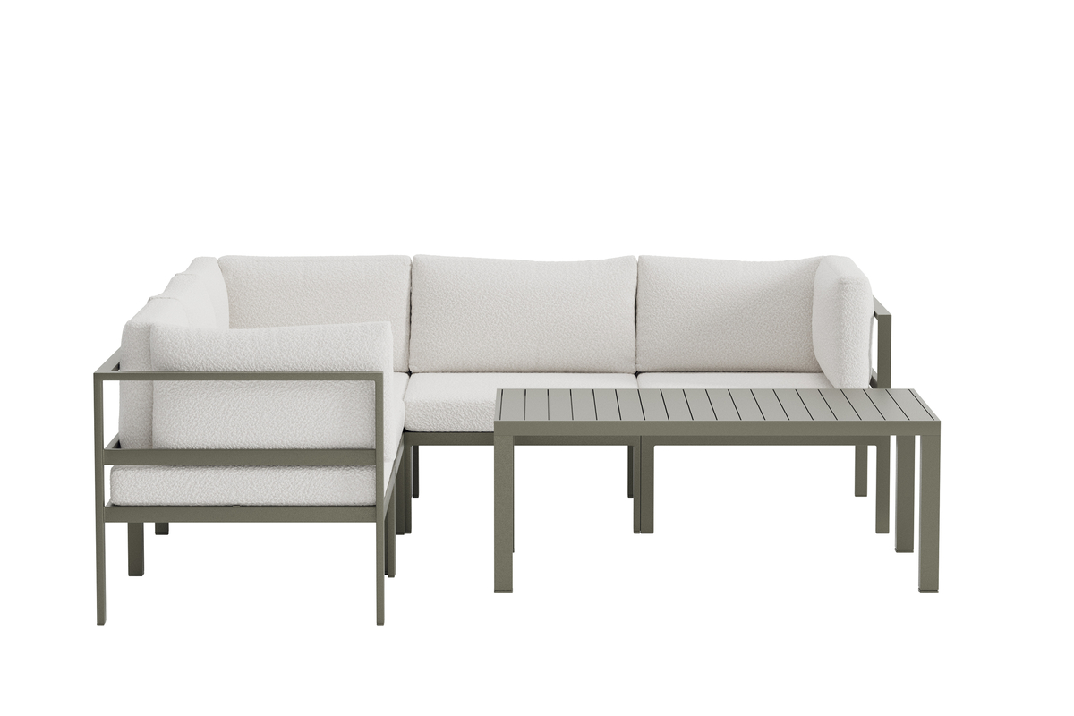 Sofa outdoor en aluminium marron avec coussins Module Canapé Extérieur – Image 3