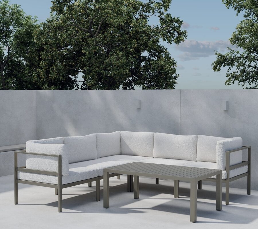 Sofa outdoor en aluminium marron avec coussins Module Canapé Extérieur