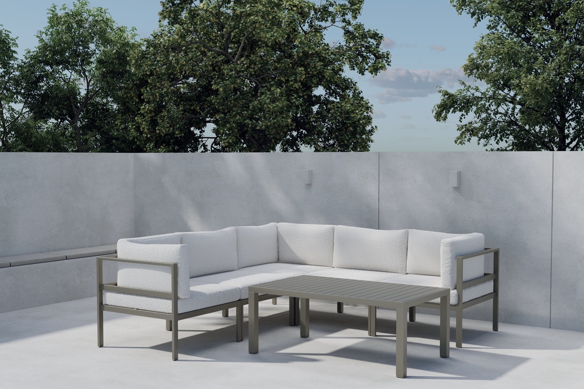 Sofa outdoor en aluminium marron avec coussins Module Canapé Extérieur