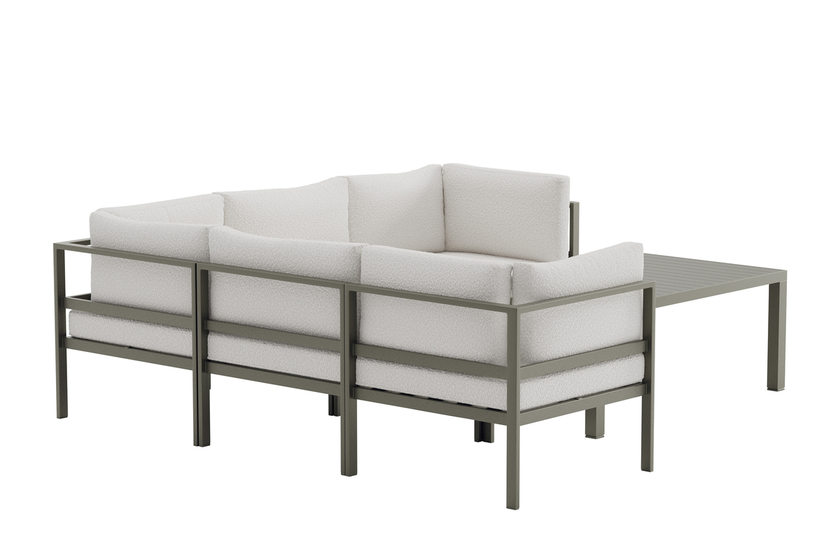 Sofa outdoor en aluminium marron avec coussins Module Canapé Extérieur – Image 4