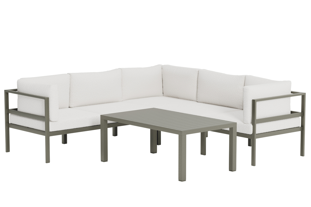 Sofa outdoor en aluminium marron avec coussins Module Canapé Extérieur – Image 2