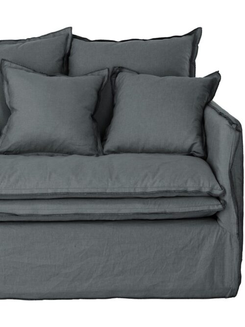 Housse de canapé lin anthracite 2 places Athezza — collection Cosy, lin 100%