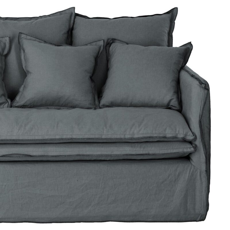 Housse de canapé lin anthracite 2 places Athezza — collection Cosy, lin 100%