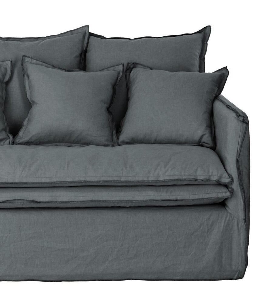 Housse de canapé lin anthracite 2 places Athezza — collection Cosy, lin 100%