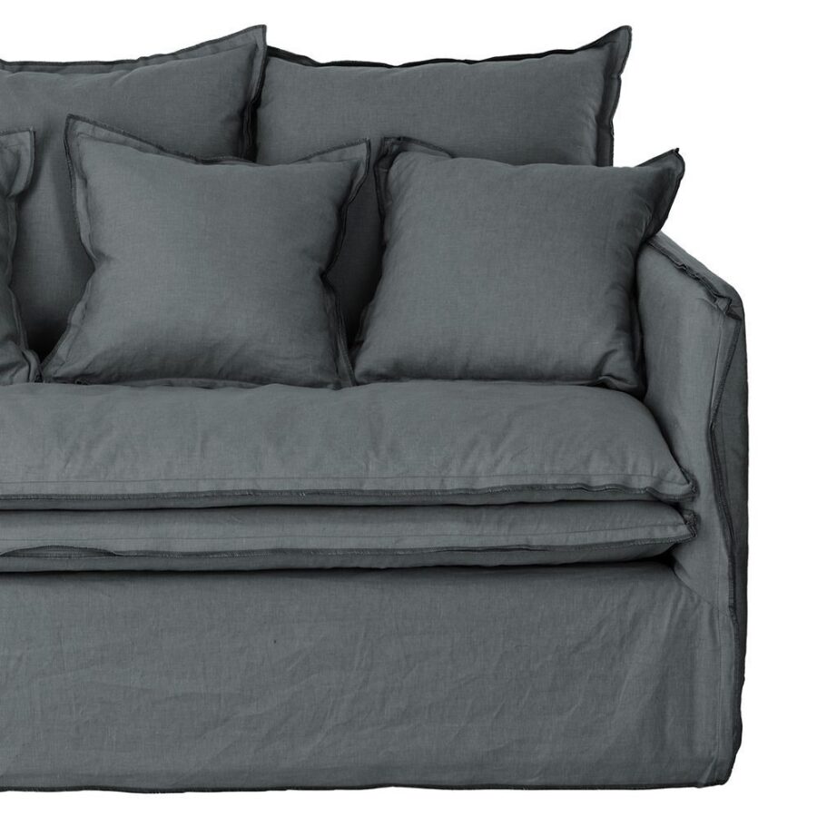 Housse de canapé lin anthracite 2 places Athezza — collection Cosy, lin 100%
