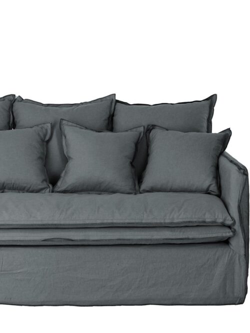 Housse de canapé lin anthracite 3 places Athezza — collection Cosy, lin 100%