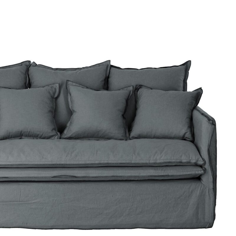Housse de canapé lin anthracite 3 places Athezza — collection Cosy, lin 100%