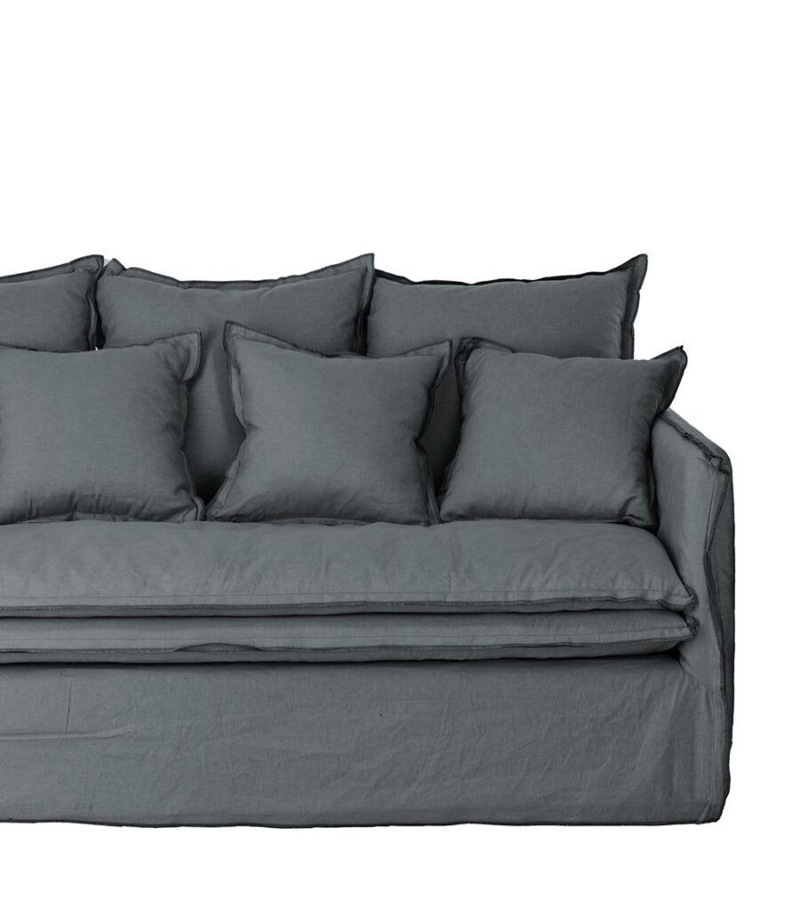 Housse de canapé lin anthracite 3 places Athezza — collection Cosy, lin 100%