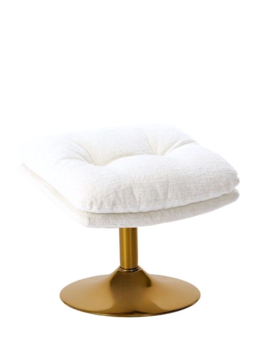 Repose-pied velours blanc Memento Athezza — velours polyester blanc, structure métal, H45 cm