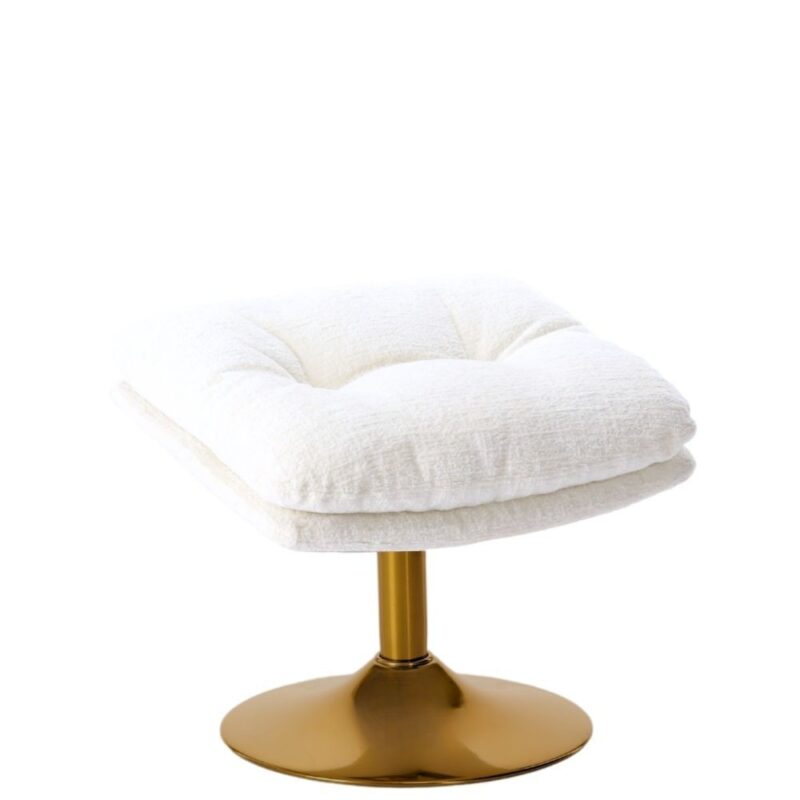 Repose-pied velours blanc Memento Athezza — velours polyester blanc, structure métal, H45 cm