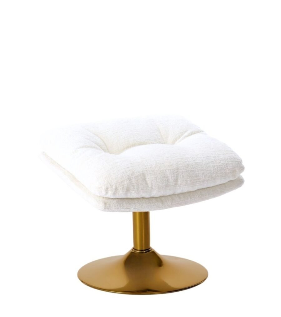 Repose-pied velours blanc Memento Athezza — velours polyester blanc, structure métal, H45 cm