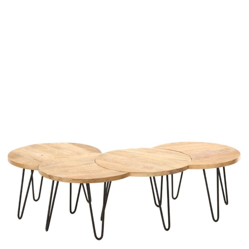 Table Basse Manguier Métal Set 4 Nest — Athezza