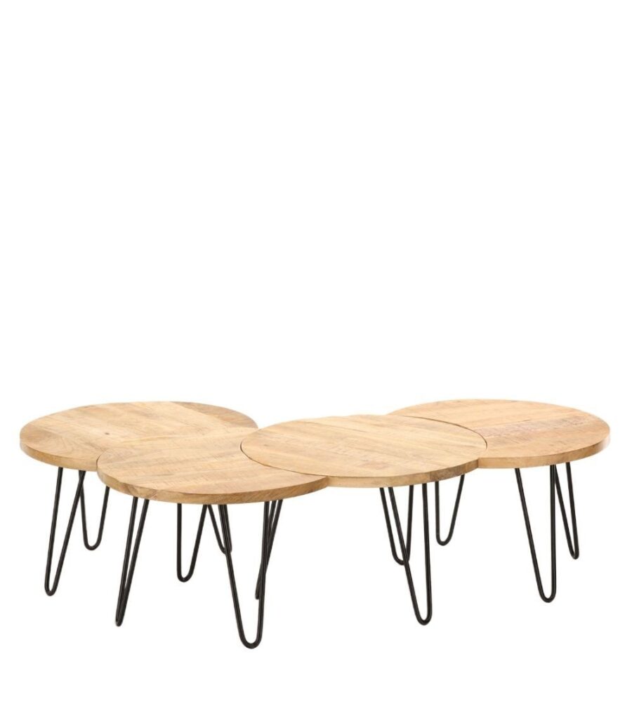 Table Basse Manguier Métal Set 4 Nest — Athezza
