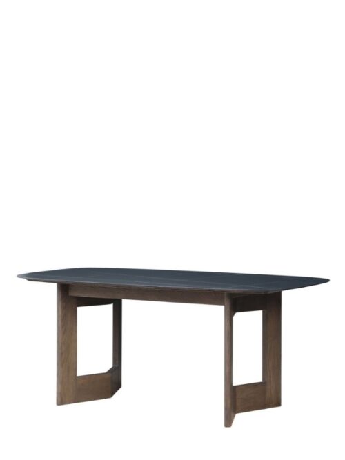 Table salle à manger chêne noir 180cm Athezza — plateau pierre frittée, collection Manre