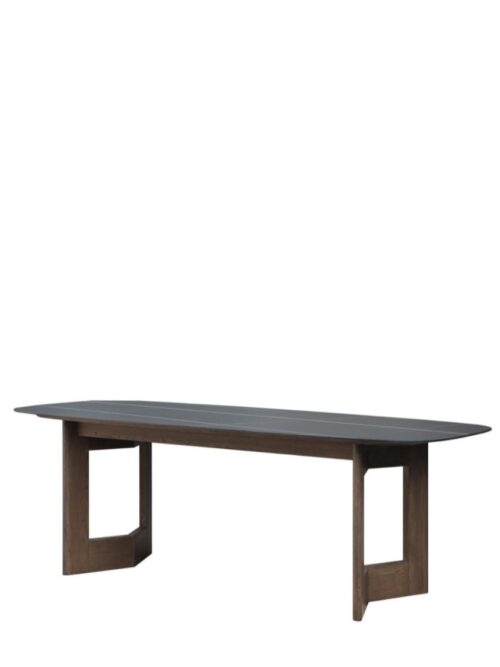 Table salle à manger chêne noir 220cm Athezza — plateau pierre frittée, collection Manre