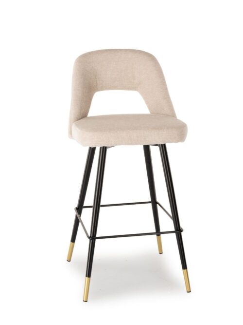 Tabouret de bar industriel beige H75 Athezza — collection Gambetta, piétement acier