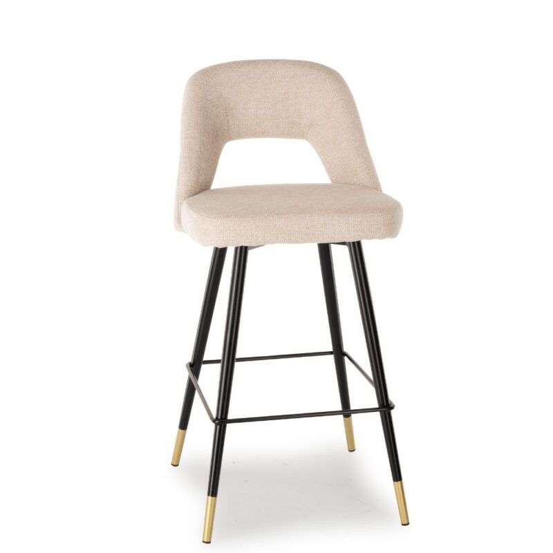 Tabouret de bar industriel beige H75 Athezza — collection Gambetta, piétement acier