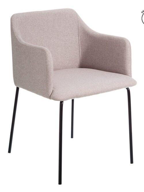 Chaise Beige Tissu-Métal Moderne Ixia 52 cm
