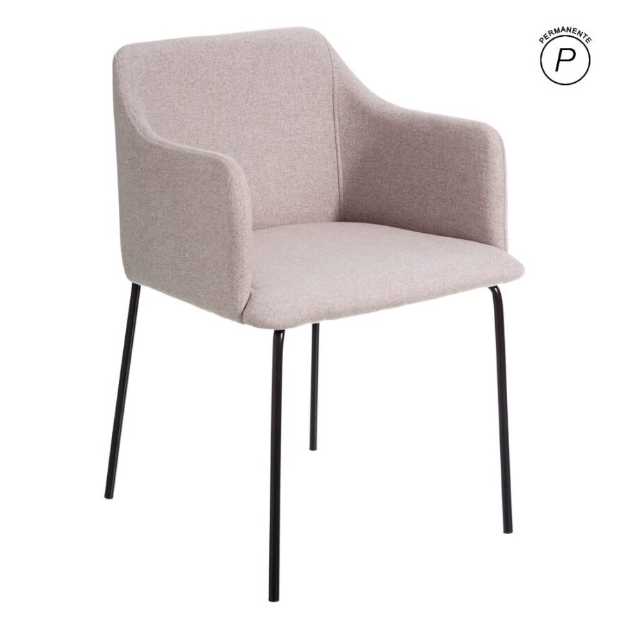 Chaise Beige Tissu-Métal Moderne Ixia 52 cm