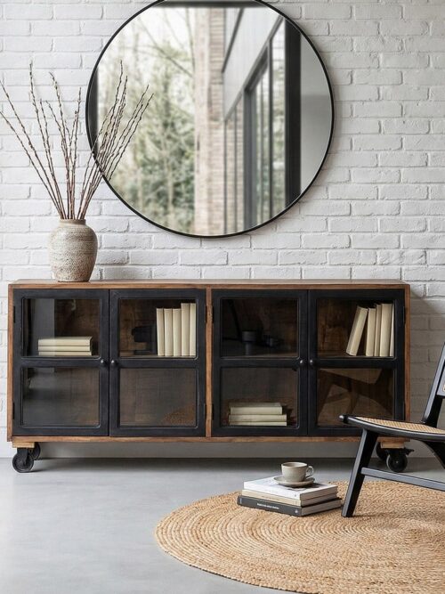Buffet Noir-naturel Manguier Ixia 160cm