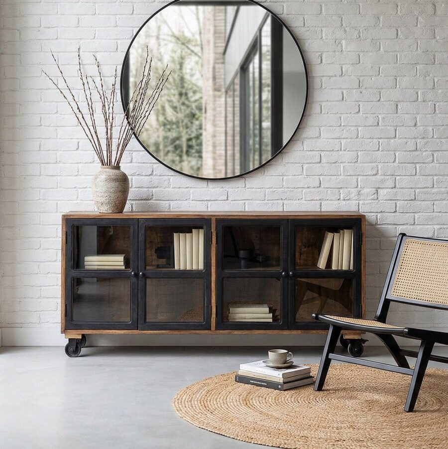Buffet Noir-naturel Manguier Ixia 160cm
