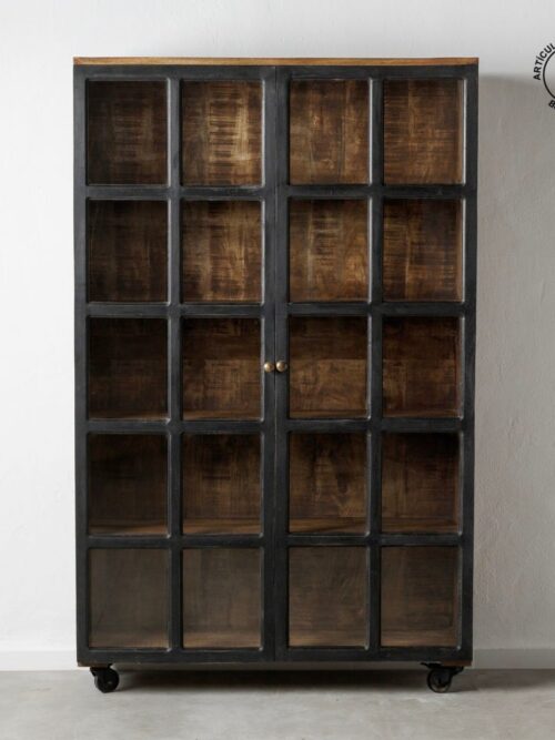 Vitrine Manguier Noir-naturel Ixia 115cm