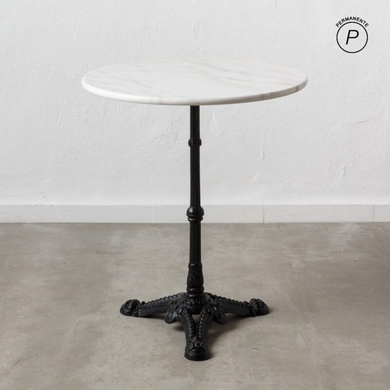 Table d'Appoint Marbre Blanc-noire Ixia 60cm
