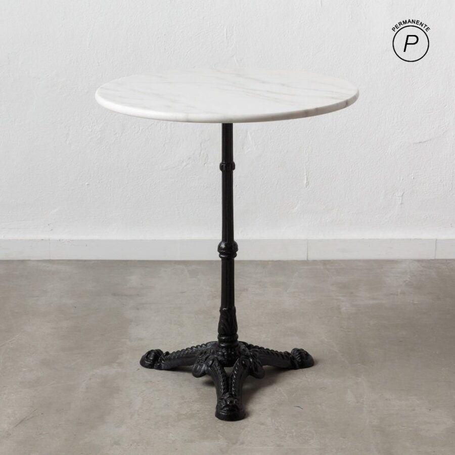 Table d'Appoint Marbre Blanc-noire Ixia 60cm