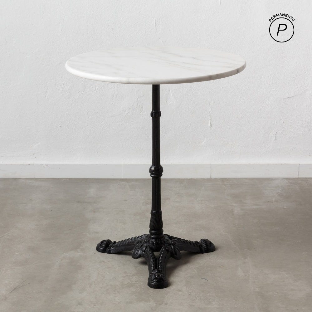 Table d'Appoint Marbre Blanc-noire Ixia 60cm
