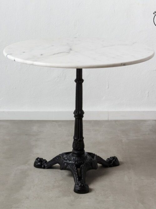 Table à Manger Marbre Blanc-noire Ixia 80cm