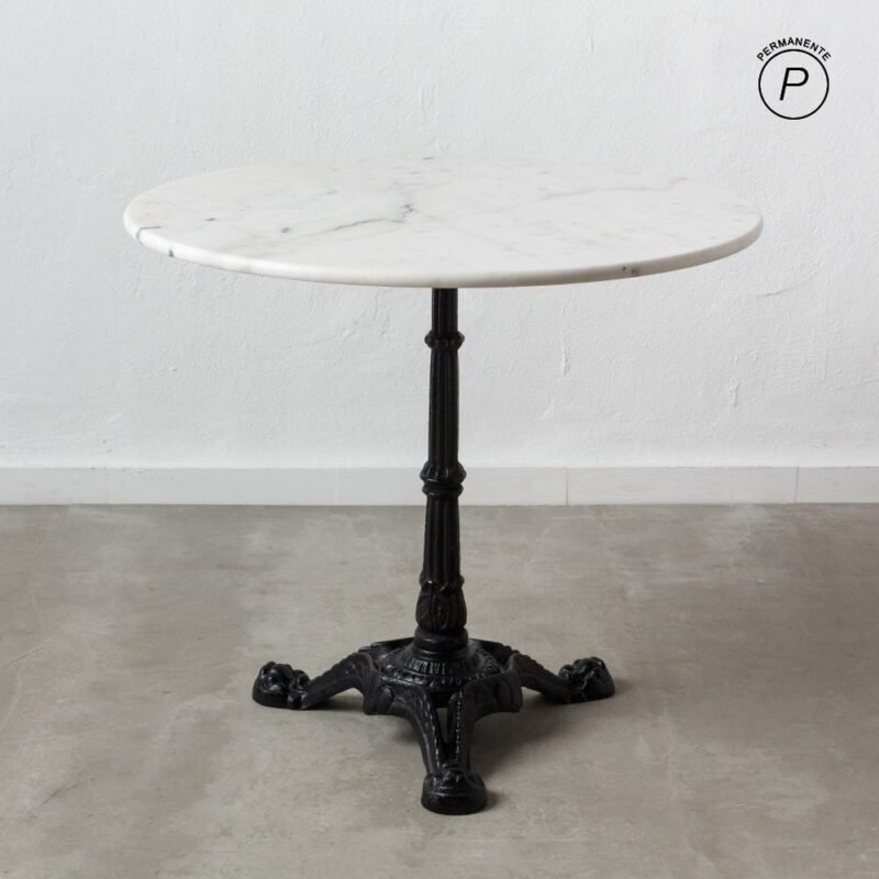 Table à Manger Marbre Blanc-noire Ixia 80cm
