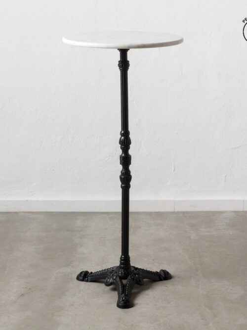 Table Haute Bar Marbre Blanc-noire Ixia 50cm