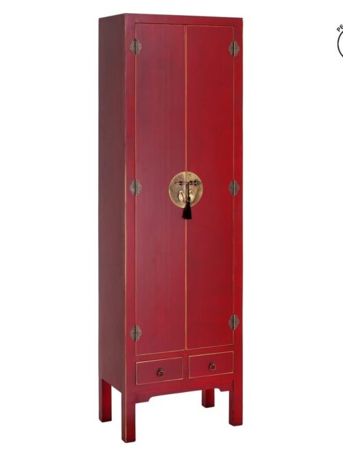 Armoire Laquée Rouge Loquet Métallique Ixia 185cm