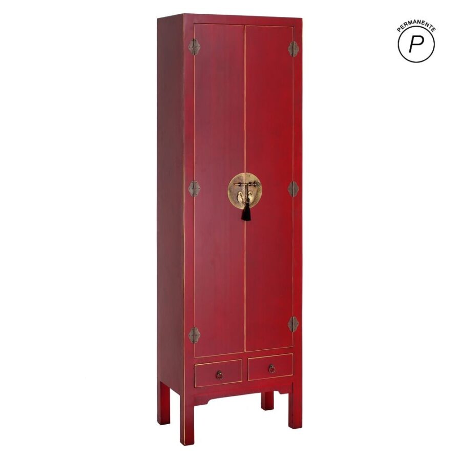 Armoire Laquée Rouge Loquet Métallique Ixia 185cm
