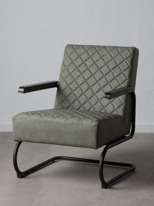 Fauteuil Vert Métal-Similicuir Ixia
