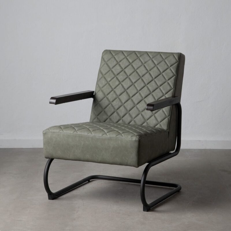 Fauteuil Vert Métal-Similicuir Ixia