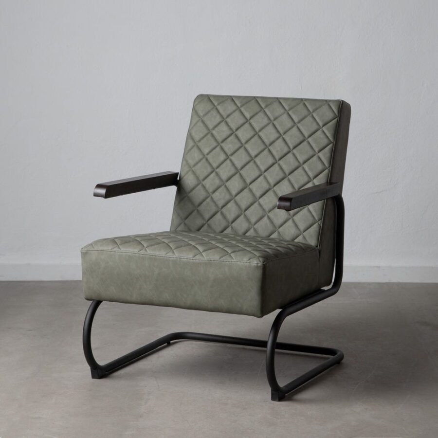 Fauteuil Vert Métal-Similicuir Ixia