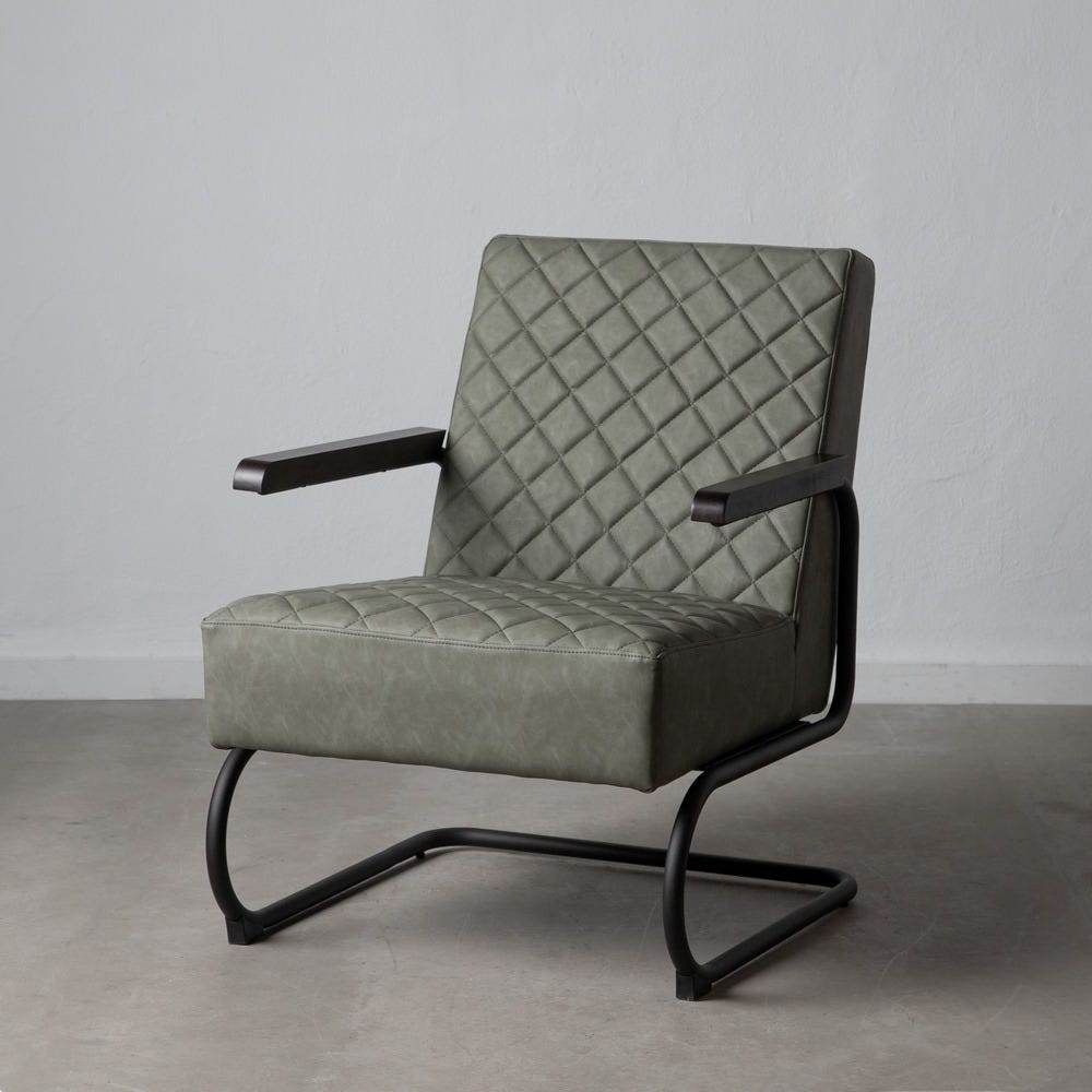 Fauteuil Vert Métal-Similicuir Ixia