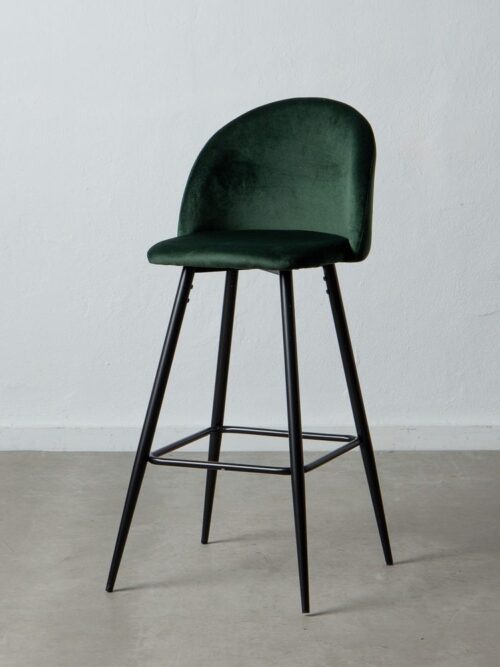 Tabouret Haut Vert Foncé Tissu-Métal Ixia