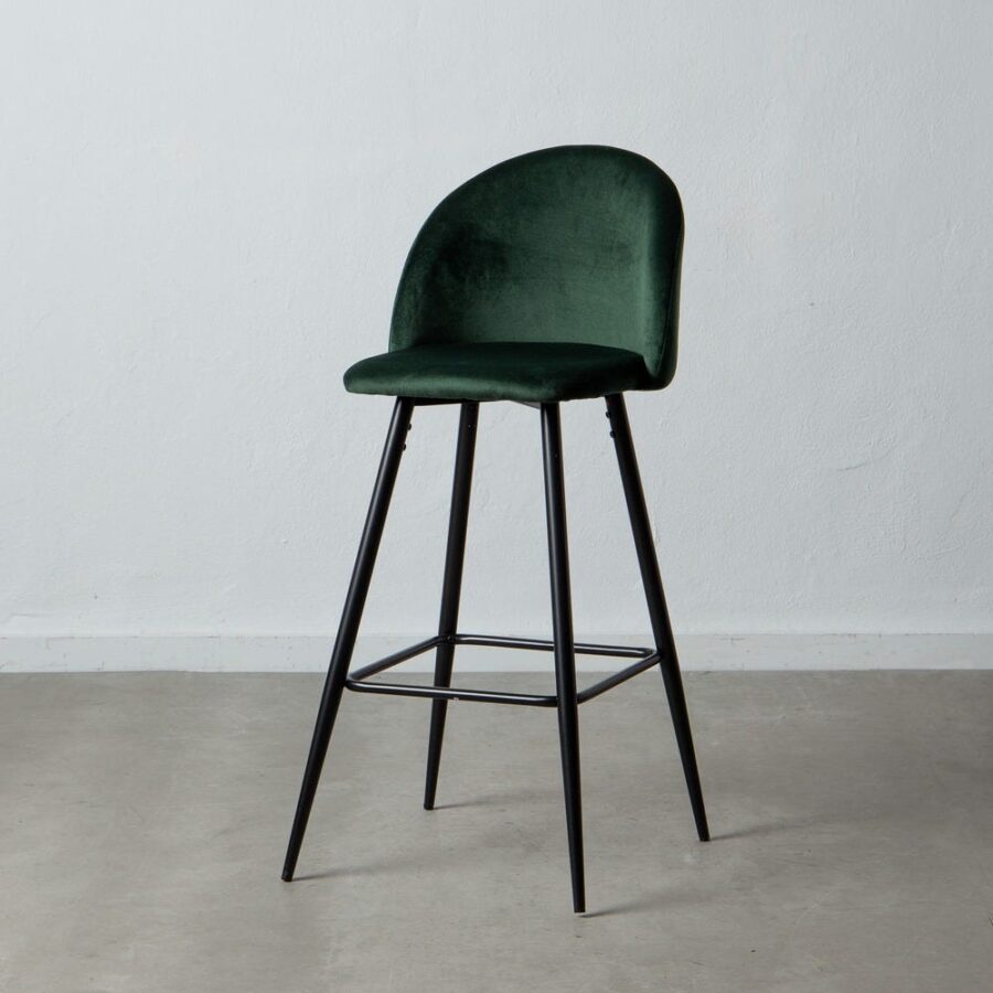 Tabouret Haut Vert Foncé Tissu-Métal Ixia