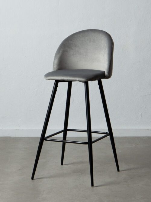 Tabouret Haut Gris Tissu-Métal Ixia
