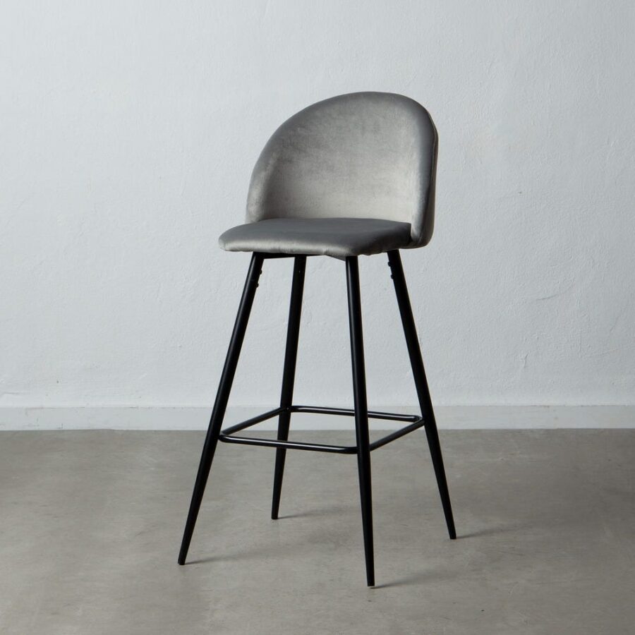 Tabouret Haut Gris Tissu-Métal Ixia